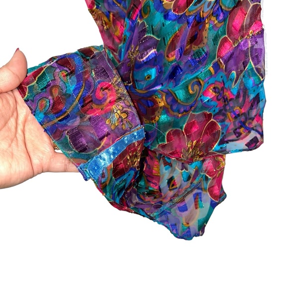 VS 90s Gold Label semisheer floral & paisley print in jewel tones teddy bodysuit - Picture 12 of 17
